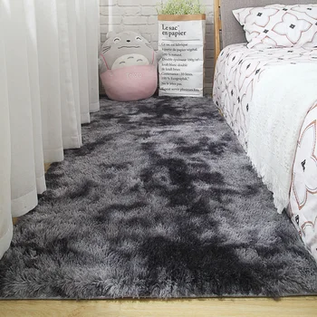  Скандинавски килим за хол, подложка за журнального маса, модерен минималистичен плюшено сгъсти килим за спалнята, дебели килими с криптиране, оцветени в вратовръзка