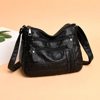  2023 Нова дамска чанта-месинджър с множество джобове, висококачествени чанти през рамо от мека изкуствена кожа, ежедневни чанти през рамо за жени
