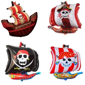  Pirate превръзка на очите, монети, балони, шапка с череп, подаръци за деца, детска играчка подарък, украса за рожден ден в пиратски стил, костюм за Хелоуин