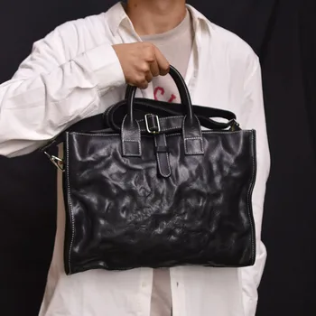  AETOO Ретро кожена плиссированный дизайн, за първи слой телешка кожа, ежедневни пътна проста нова чанта-клатч, мъжка бизнес чанта на китката