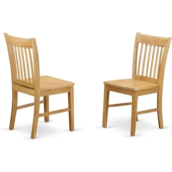  Мебели East West NFC-ДЪБ-W Столове за хранене Norfolk с дървени седалки, комплект от 2-те теми