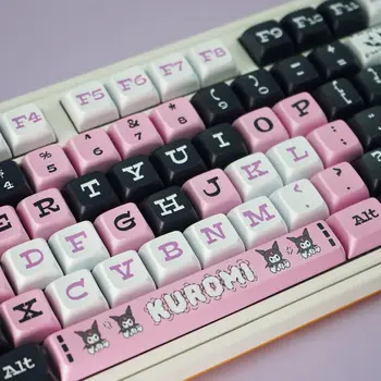  127 комбинации, капачки за ключове Kuromid, Графити, Черно, розово, профил XDA, материал PBT, Процесът сублимация за механична клавиатура Keycap