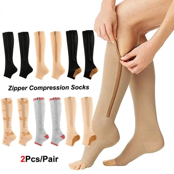  1 чифт Компрессионных чорапи с цип за жени и мъже, Здрави чорапи с цип подобряване на Кръвообращението, облекчаване на болката и отока