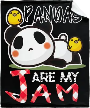  Каре Pandas are My Jam Меко и приятно топло пушистое фланелевое одеало за диван-легло автомобил на дивана подарък за нощуване на открито
