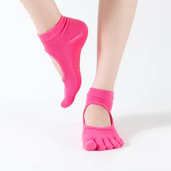  Професионални чорапи за йога, нескользящие чорапи с отворени пръсти, чорапи с цепка отзад, чорапи с пет пръста