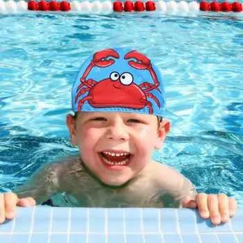  Децата Еластична тъкан Cartoony Басейн За гмуркане Водни Видове спорт Защитете ушите Шапка За плуване, Шапки за къпане Шапки Момчета Момичета
