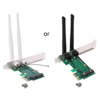  Адаптер F3KE Mini PCI-E до PCIE с 2 Антени за Безжичен Wi-Fi, настолен КОМПЮТЪР