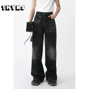  2023 Пролет Denin Jeans High Street Корейски Ежедневни Панталони Y2k за Трафика на Жени Homme Masculino Jeans Директни Широки панталони Широките Панталони