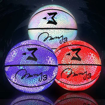  Холографски отразяваща Баскетболна топка Размер на 7 Женски Мъжки спортни светещи топки за професионални тренировки на закрито и на открито Безплатни подаръци