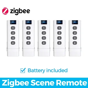  Sasha ZigBee Smart Scene Switch дистанционно управление в 4 групи Портативен за скрипт за автоматизация на умен дом Дистанционно управление с Алекса Google