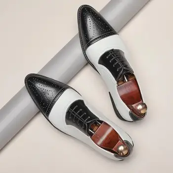  Кожени Мъжки обувки Пролет и есен Бизнес обувки в британския стил Летни Обувки за съвета на Официалната дрехи за почивка по време на работа на Новата Универсална 2