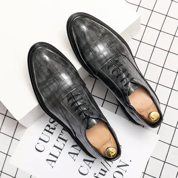  Кожени Мъжки Обувки Бизнес Официалната Дрехи От Естествена Кожа В Британския Стил Мъжки Ежедневни Пролетно Готини и Диви Сватбени обувки За Булката