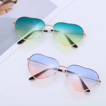  Дамски улични очила UV 400 с Океанскими лещи, Слънчеви очила градиентной метална рамка във формата на сърце