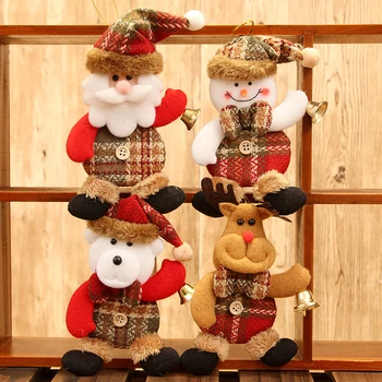  Весела Коледа Плюшена Кукла, за Декорация на Дядо Коледа, Снежен човек Висулка във формата на Лос Коледно Дърво Висящи Украшения Празнична Парти Коледен декор