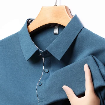  Нова мъжки есенна бизнес ежедневни универсална поло риза с дълъг ръкав