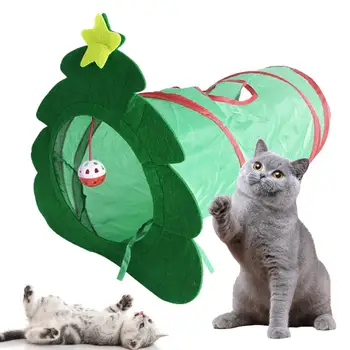  Играчка-тунел за котки, Преносима Сгъваема тръба под формата на елхи С игра на топка, Интерактивен Чрез Сгъване, определени за домашни любимци