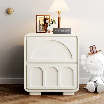  Бели нощни шкафчета Конзола за съхранение на Дървени Скандинавските Уникални чекмеджета Гардероб Нощни Тоалетка Japandi Mesitas Para Noche Модерни мебели