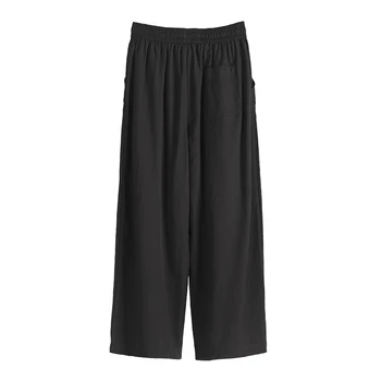  Тъмни мъжки панталони-кюлоты в японски стил Ямамото, широки панталони, мъжки индивидуалност, свободни панталони с девет поредни штанинами