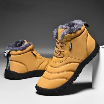  Зимни мъжки обувки, Топли Плюшени Зимни обувки, Лаконичен Ботильоны в ретро стил, Мъжки ежедневни обувки, Безопасна Работна обувки, мъжки обувки