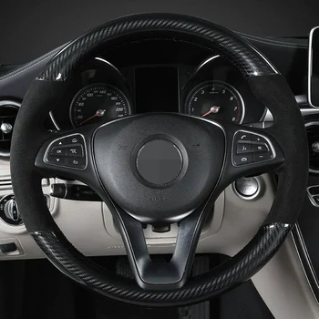  Калъф за волана на колата от естествена кожа от въглеродни влакна ръчен труд за Mercedes-Benz Vito III (W447) 2015-2020 с оплеткой