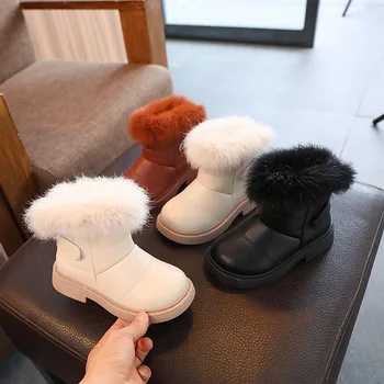  2023 Зимни Зимни обувки за момичета, Модни плюшени топло изолирана детски Полусапожки, Детска Студентски градинска обувки
