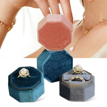  Кутия за пръстени, бижута, Кутия за двойни пръстени, Ковчег за бижута кутия за годежни пръстени, кутия за двойка пръстени, Фланелевый материал за бижута