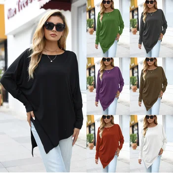  Дрехи за бременни, блуза с дълъг ръкав, риза, есен-зима, без жена обикновен пуловер с кръгло деколте, риза, пуловер, най-голям размер