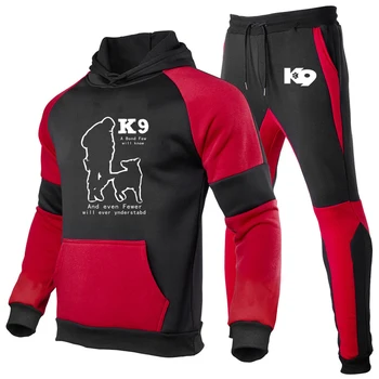  Coach K9 K9 Unit Malino Пролет-есен мъжки Нова hoody с принтом в тон + модни панталони, костюм от 2 теми