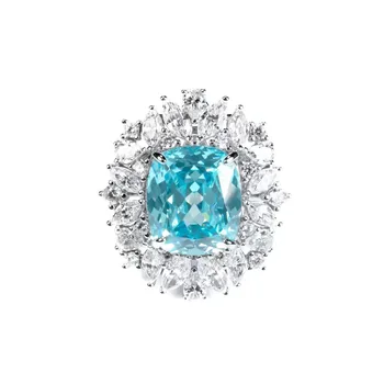  Brillian Brilliant Луксозно Благородна светло синьо пръстен с цирконием AAA, позовавайки Регулируем пръстен, дамски бижута сватба и за годеж, D373