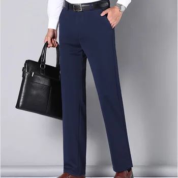  2021 Мъжки тънки панталони Обикновена Елегантни ежедневни бизнес панталони-участък Slim Fit 5 цвята Качествени официални дишащи панталони