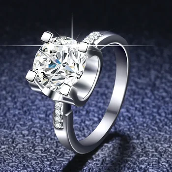  PT950 Платиновое пръстен с муассанитом 0,5/1/2 карата, диамантен кръг нарязани за жени, Годежен пръстен Обещание, Изискани бижута