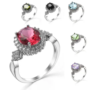  Елегантен пръстен SODROV, посеребренное, с мил цветен цирконием, идеален подарък за рожден ден за жена, подходящ за ежедневието дрехи