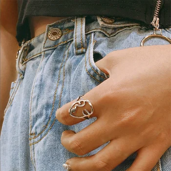  Регулируема лицевое пръстен в стил Пикасо, древни гръцки пръстен, Складываемый подарък, переключающие пръстите, украса за абстрактно женското лице.