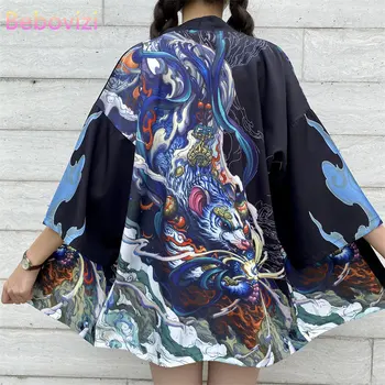  2023 Жилетка с принтом на японското аниме, колан за кимоно, Лятна дамски плажни дрехи Юката харадзюку, традиционно облекло Хаори