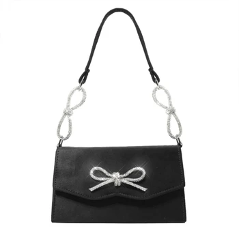  Вечерна дамска чанта, с блещукащите кристали, носа във френски стил Glams, малка квадратна чанта, лесна за специални случаи