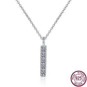  Сребърно дамско колие с диаманти D-цвят S925, луксозно 50-центовое диамантена огърлица Mosan, бижутерия на Едро