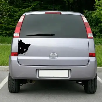  Която гледа стикер за автомобил, самозалепващи автомобилни стикери с черна котка, стикер-стикер, широко използвани за украса на прозорци на автомобила, брони, стени на колата.