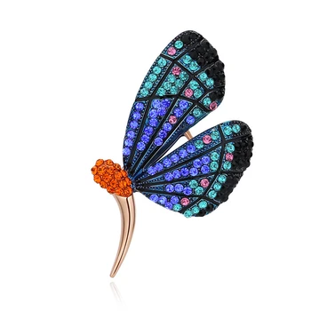  Прости брошки-пеперуда с кристали за жени, луксозни сини брошки с кристали и циркониевым сплав, женски игли с животни