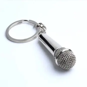  Быстроразъемный Сребърен Ключодържател с микрофон, Модерен Музикален Ключодържател за рок и времена, Бижута подарък