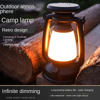  Приети с трансграничен слънчев Ретро къмпинг Новата led палатка с USB зареждане, градинска лампа за коне, джобно светлинно оборудване, Походный фенер