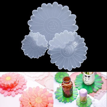  Силиконова форма за стойки с цветя, тава във формата на цвете, подложка за чаша, силиконова форма за леене под налягане, инструменти за направата на декорации за дома