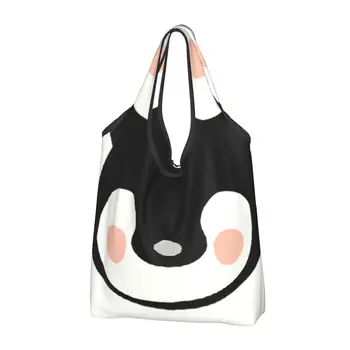  Модерна чанта за пазаруване с хубав анимационни животни-пингвин, преносима чанта за пазаруване с анимационни мемом