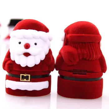  Гореща 1 бр. Традиционна обица на Дядо Коледа, Кутия за съхранение на Дядо Коледа, Бижутериен калъф, Кадифе кутия, калъф за пръстени, калъф за бижута пръстени