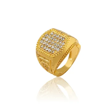  Нов пръстен в европейския и американския стил в стил хип-хоп от 24-каратово злато с диаманти за мъжки лични предпазни дрехи и пръстен в стил пънк