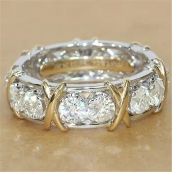  Модерен през Цялата Кубичен Цирконий, Нежен Женски пръстен, Годежен пръстен за младоженци, бижута, Модни пръстени с геометричен модел CZ денс партита