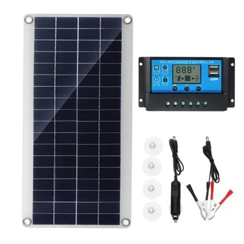  Гъвкава соларен панел с мощност 10 W, слънчеви елементи за кола, лодка на колела, на дома, на колата на покрива, къмпинг, слънчеви батерии, модул слънчев контролер на 30 А