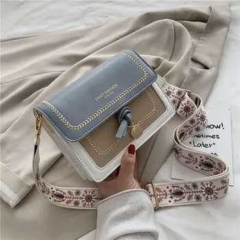  Кожени чанти през рамо контрастен цвят за жени 2023 Дамска чанта Модна Проста чанта през рамо Дамски чанта през рамо