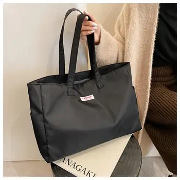  Големи чанти за жени, найлонови обикновена чанта през рамо дамски чанти-месинджър, голям ретро чанта-тоут, лесна чанта през рамо с цип