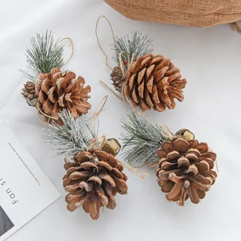  Коледно дърво основен цвят от кедрово орех 4шт Коледна Елха САМ Декоративна Висулка Украса за дома