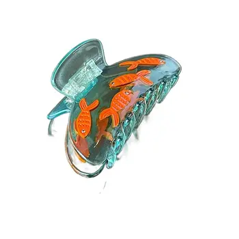  Висококачествена и Скъпа Уникална Синята 3D Златната Рибка, Шнола С Акули, Очарователна Модерна Шнола С Оцетна Киселина, Творчески Приказни Аксесоари За Коса За Жени